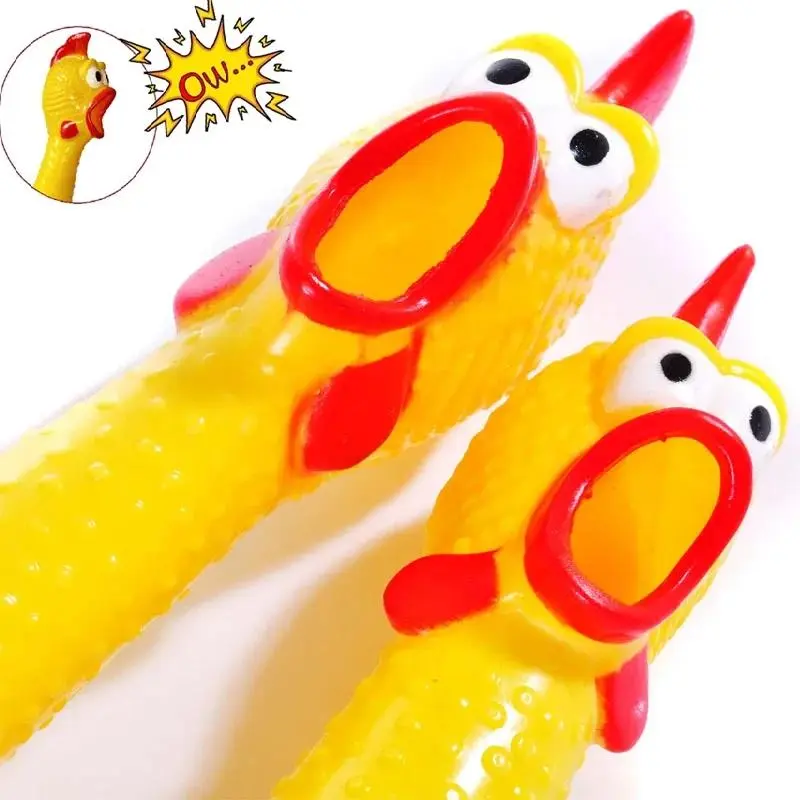 1PCS Screaming Chicken Squeezing Sound Toy Pet Dog Chewing Toy Durable And Fun Yellow Rubber Breathable Chicken