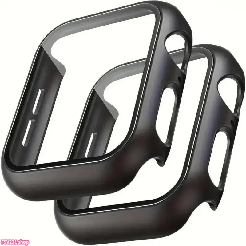 2-Pack Protective Case for iWatch with Tempered Glass Screen Protector, Full Coverage PC Protective Cover Compatible with 38–46mm Series 1–11/SE/Ultra, Durable Anti-Scratch Smartwatch Protection for Everyday Use, Smartwatch