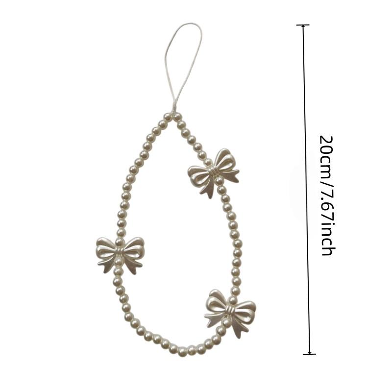 Sweet Cool Bow Beaded Phone Strap Short Fashion Bead Phone Chain Anti-Drop Prevent Falling, Stylish Mobile Accessory