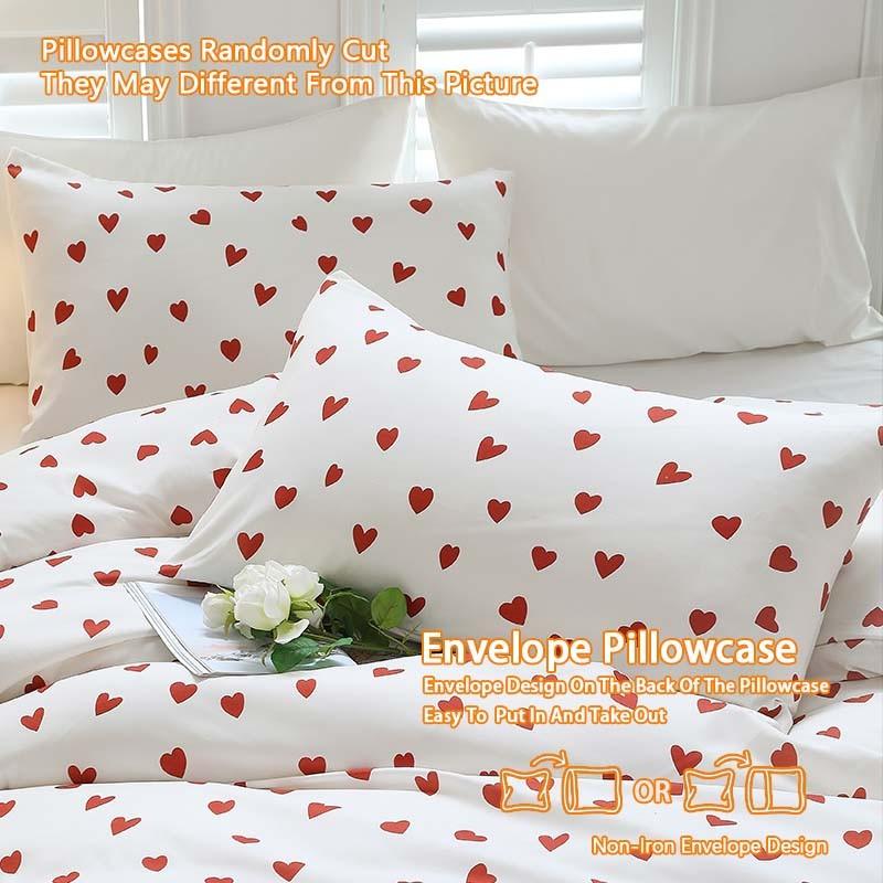 3-Piece Heart Print Duvet Cover Set, soft and comfortable bedding decor, an ideal gift for bedrooms and guest rooms.