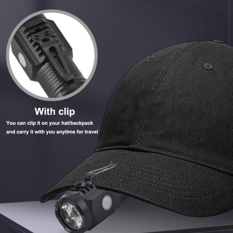 Portable Rechargeable LED Flashlight, Camping Fishing Outdoor Adventure, Mini Pocket Light with Clip, Ultra-Bright Three-Head Design, High Lumens Flashlight