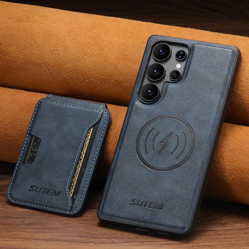 Magnet Wireless Charging Luxury Faux Leather Phone Case Card Holder Stand For Samsung Galaxy S26 Ultra S25 S24 S23 S22