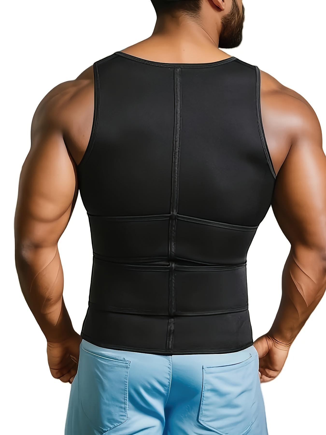 Sauna Vest, Double Belt Sauna Vest Waist Trainer, Men Body Shaping Waist Trainer Gym Fitness Breathable Sweat Abdominal Shaping Tank Top Muscle Sports Compression Workout Apparel