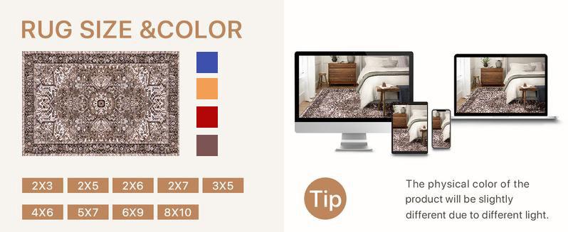 Lochas Boho Tribal Rug TikTok Viral - Washable Low Pile Carpet, Non-Slip Floor Mat for Modern Farmhouse Decor rugs living room