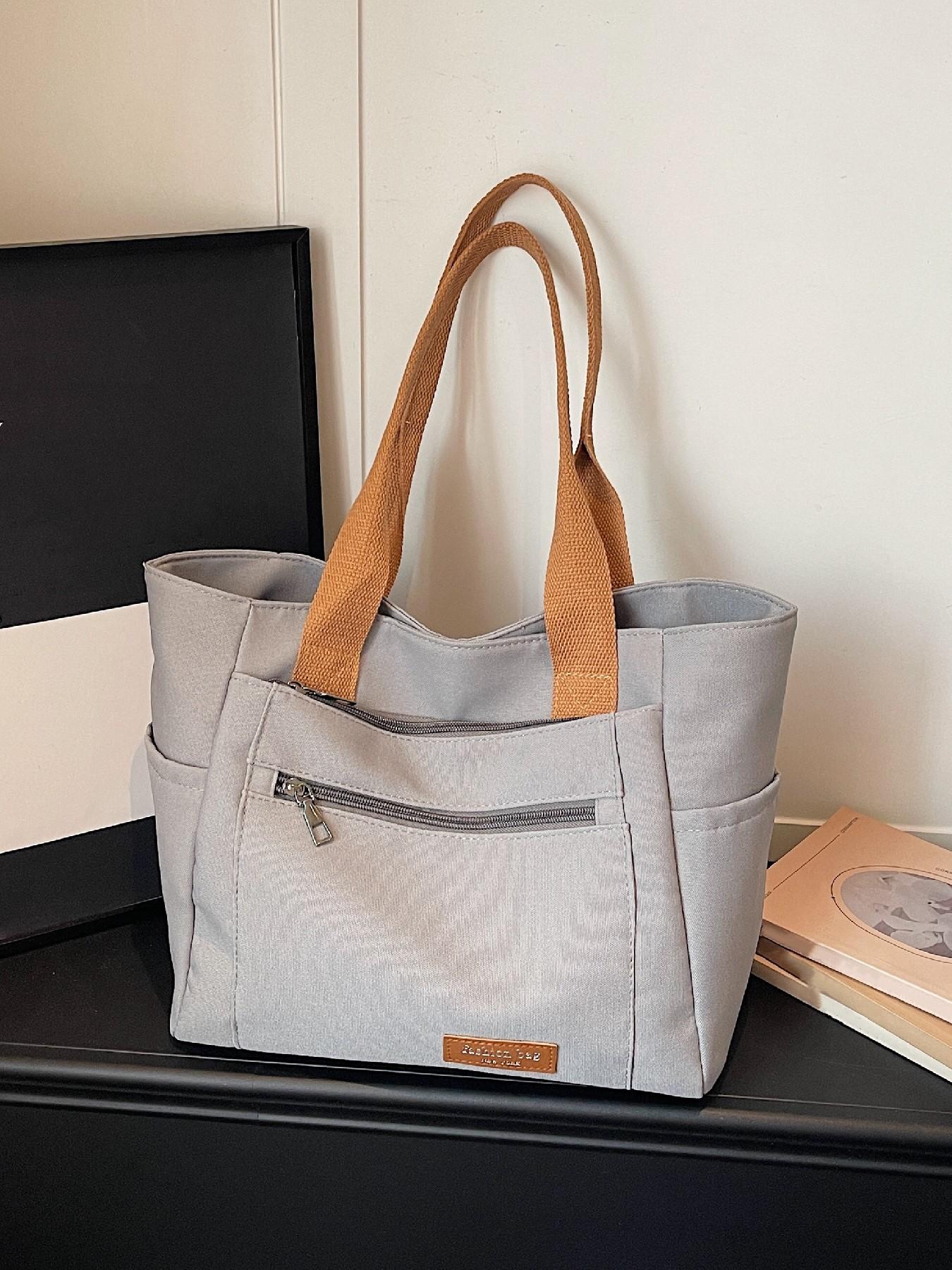 Large Capacity Multi-Compartment Canvas Tote Bag, Women's Casual Practical Shopping Bag, Fashion Daily Commute Crossbody Bag, Fashionable Tote Bag