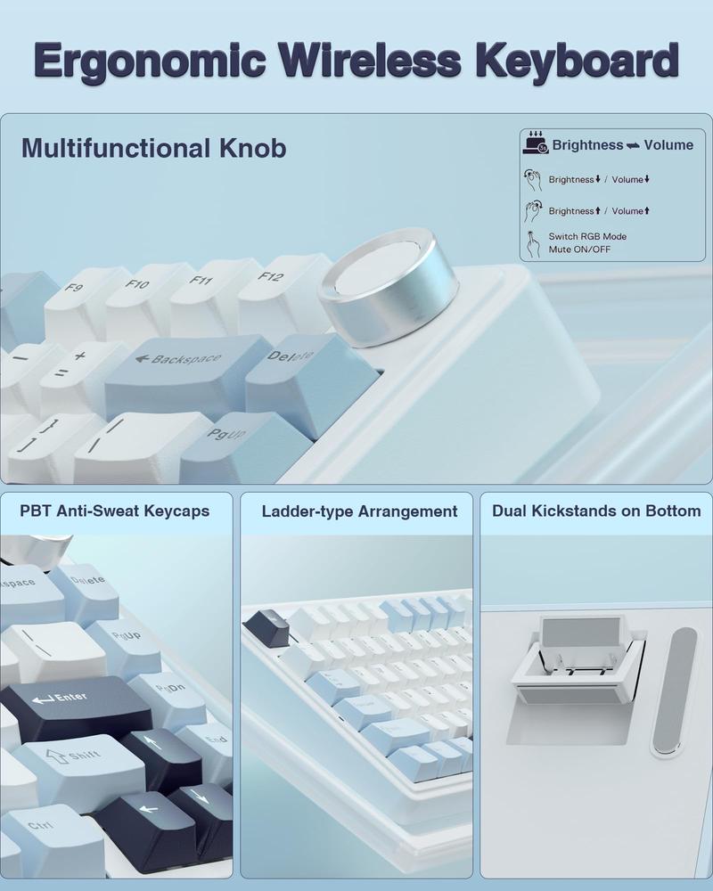 AULA F75 Keyboard 75 percent Wireless Mechanical Gaming Keyboard,Gasket Hot Swappable Custom Keyboard,Pre-lubed Reaper Switches RGB Rainbow Backlit,Tri-Mode, Creamy Keyboards Budget Keyboard  Hot Sswap Office Computer Aaccessory TikTokShopfalldealsforyou