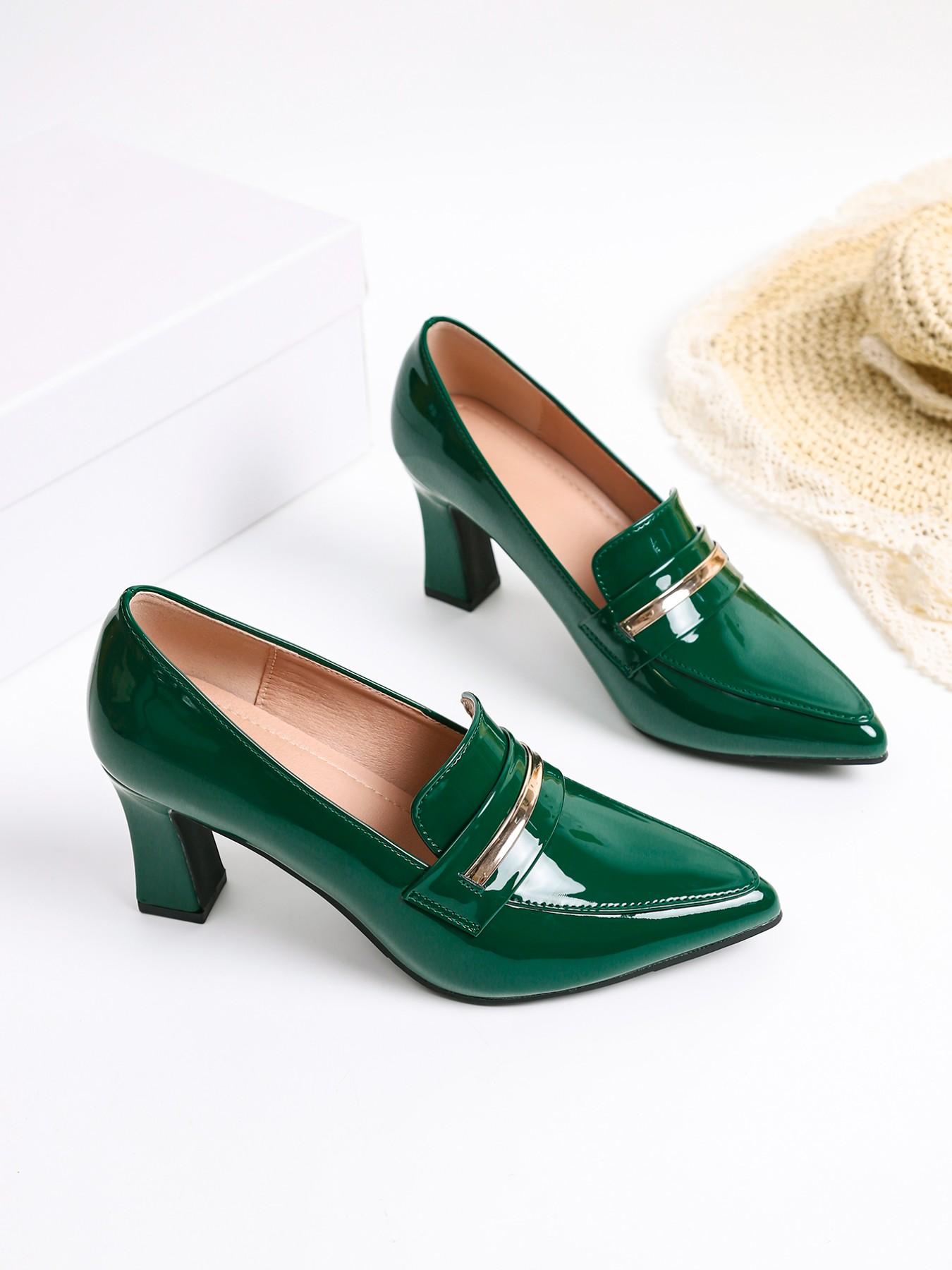 Women's Pointed Toe Stiletto High Heels, Metal Buckle Design, Artificial Leather, Medium Width, All Seasons, Office Commute, Business Meetings