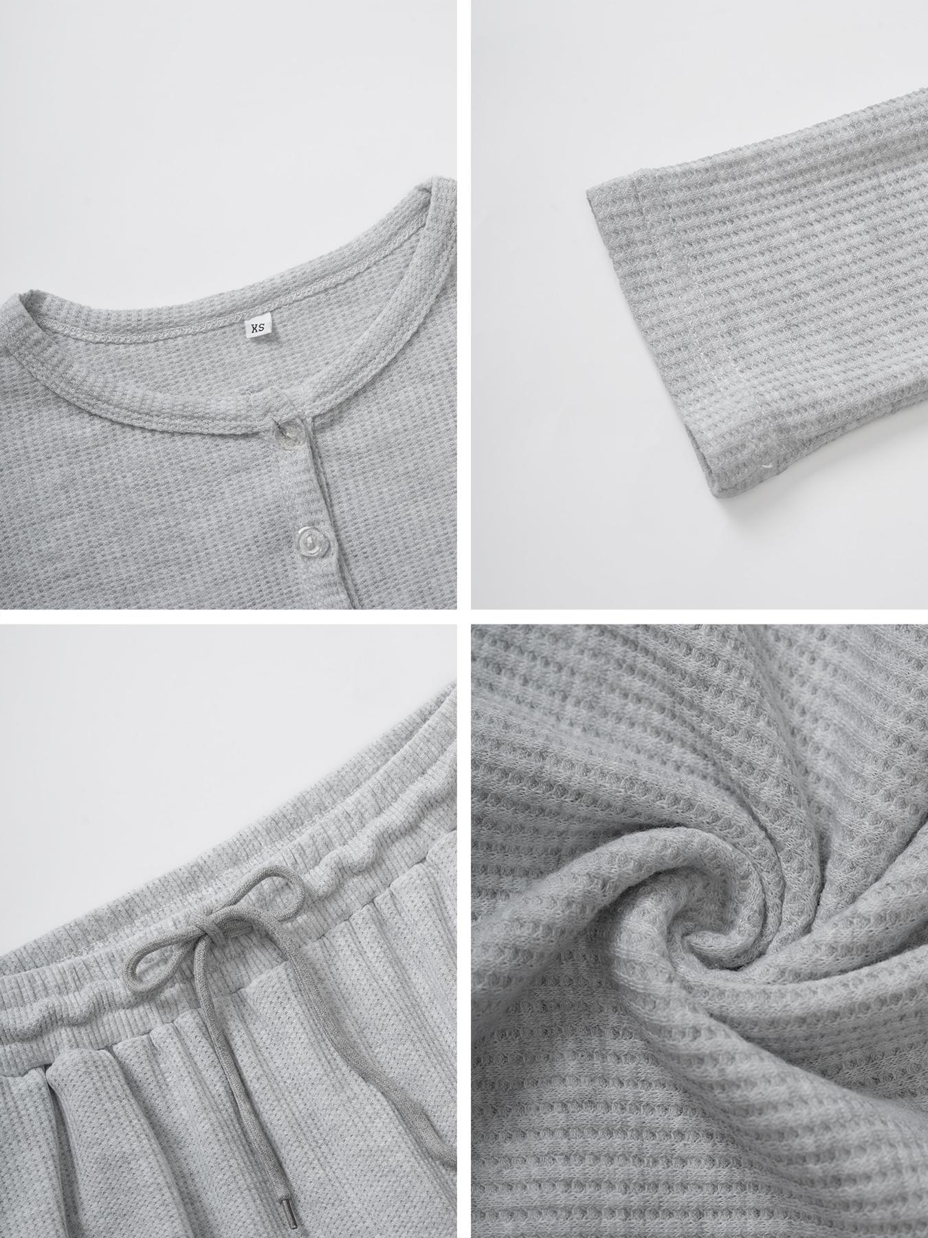 Women's Casual Slim Fit Long Sleeve Crop Top & Pants Set, Solid Color Two-Piece for Fall Season, Comfortable Fitted Clothing Ensemble