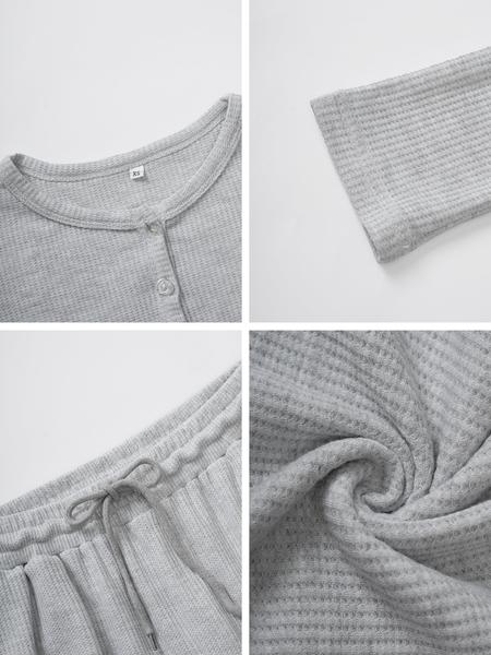 Women's Casual Slim Fit Long Sleeve Crop Top & Pants Set, Solid Color Two-Piece for Fall Season, Comfortable Fitted Clothing Ensemble