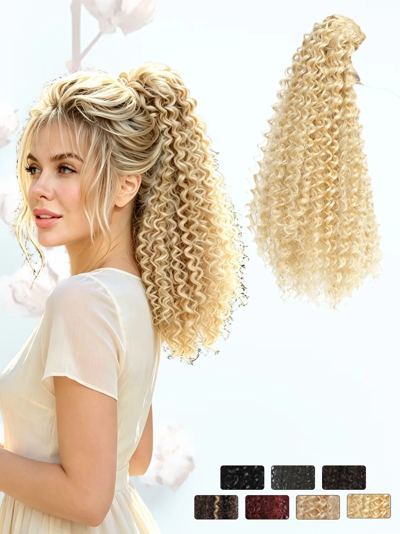 KAIRIYA 18" Drawstring Curly Ponytail: Yaki Textured Wavy Synthetic Hair, Secure One-Pull Drawstring, Lightweight Natural Fluffy Hairpiece for Women Daily Extended All-Day Comfort & Versatile Multi-Occasion Styling