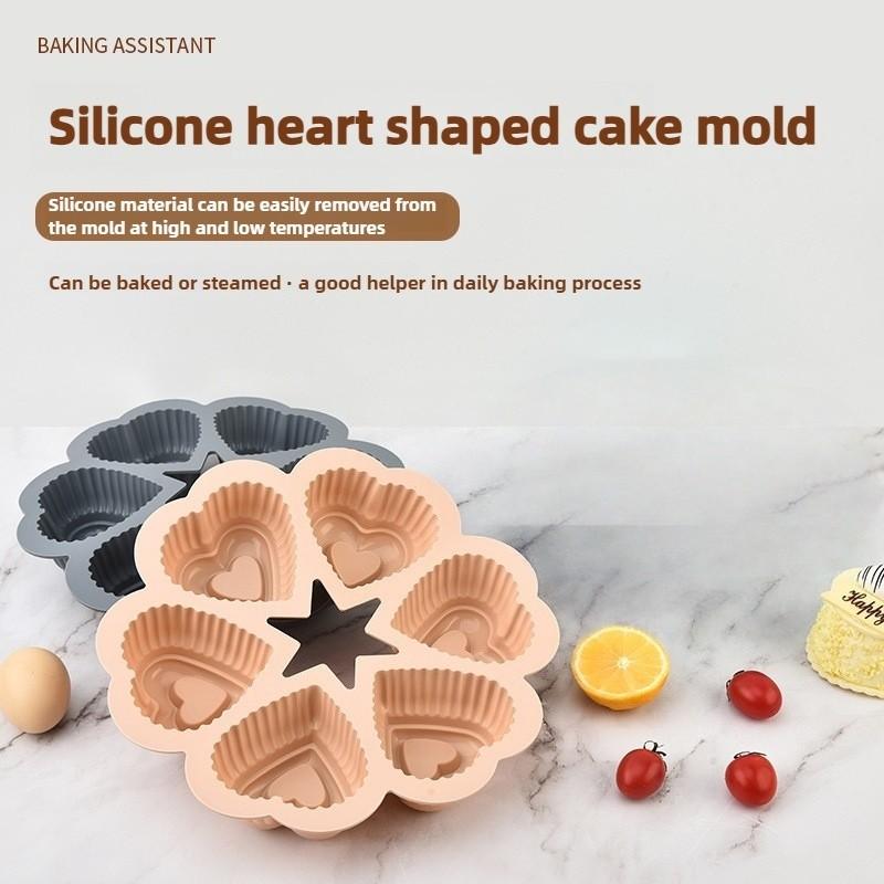 1PCS Silicone Heart-Shaped Baking Mold, Non-Stick Cake Chocolate Cookie Mold, High-Temperature Resistant, Easy to Clean, Durable, Perfect Gift