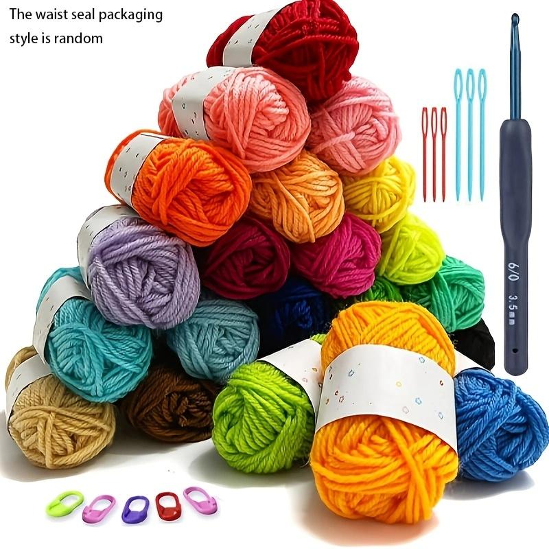 12pcs Mixed Color Crochet Knitting Yarn Set, Including 3.5MM Crochet Hook And 5 Marking Needles And 6 Stitching Needles, Suitable for DIY Crafts, Sewing, Knitting And Crochet Acrylic 100.00%, Diy Kits (Random Colors, Random Packaging)