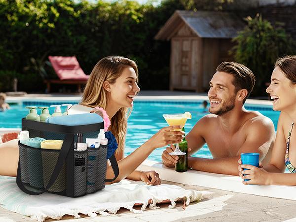 【YASONIC】Mesh Shower Caddy Portable for College Dorm Room Essentials, 8-Pocket Large Shower Basket Tote Bag with 2 Handles for Toiletry, Bathroom, Beach, Camp, Gym | Portable, Quick-Dry, 2 Handles