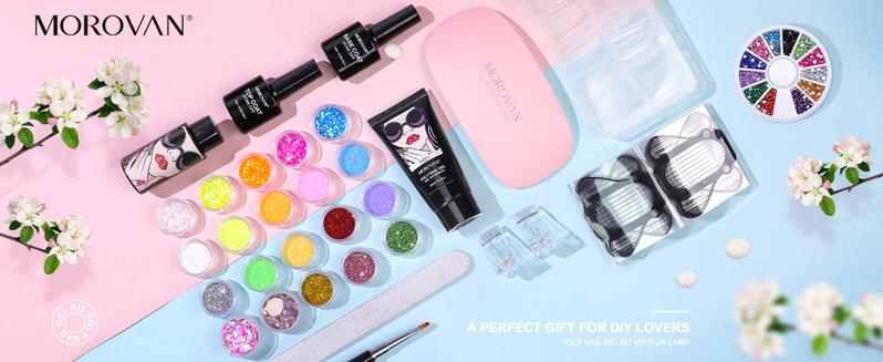 Morovan 3 Colors 1OZ 30ml Poly Gel Nail Starter Kit Clear 20 Colors Glitters with U V Lamp And Nail Drill Extension Kit DIY At Home Morovan 3 Colors 1OZ 30ml Poly Gel Nail Starter Kit Clear 20 Colors Glitters with U V Lamp And Nail Drill Extension Kit DIY At Home