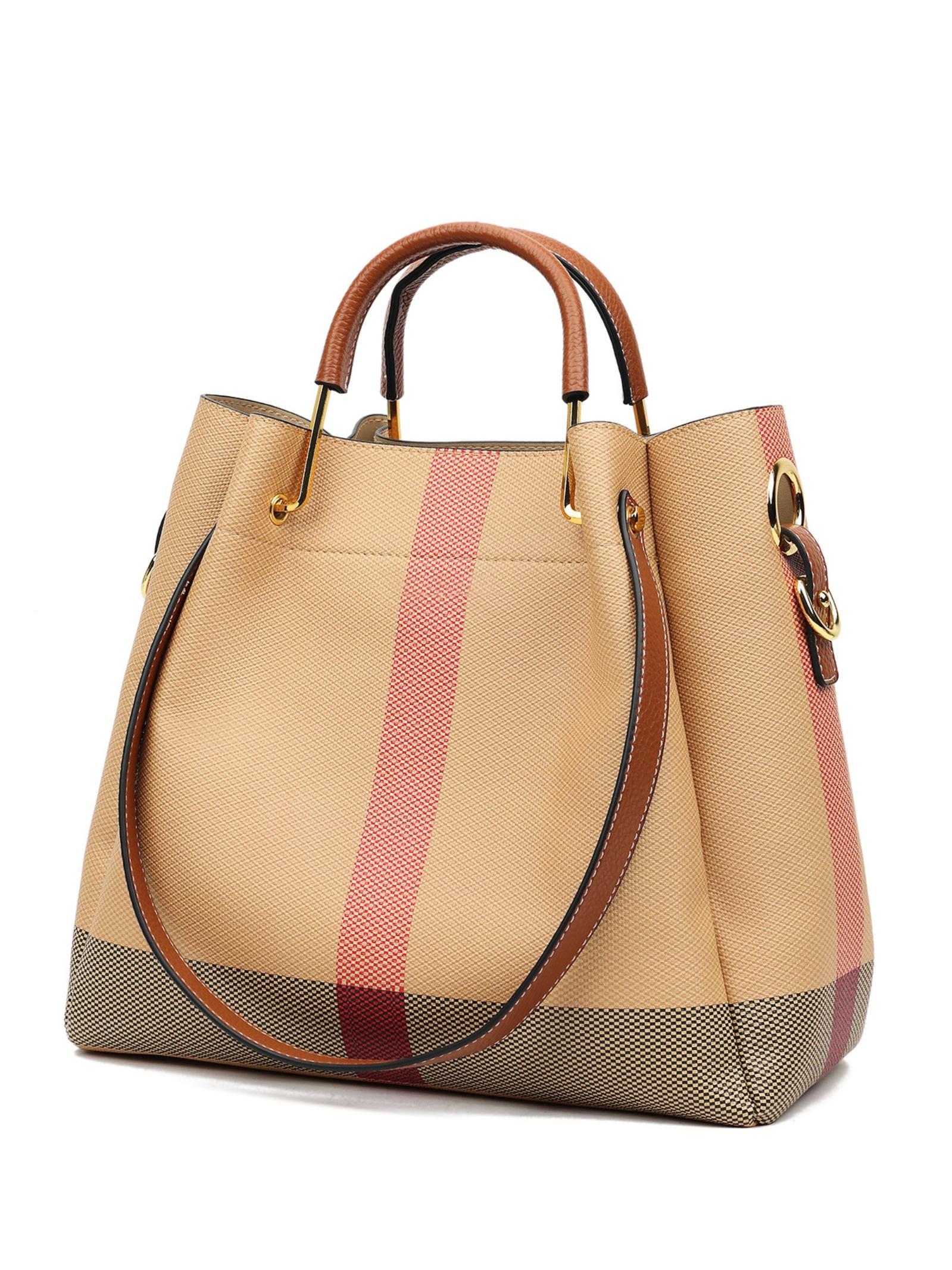 Elegant Zippered Handbag for Women, Fashionable Crossbody Bag, Casual Plaid Work Backpack, Stylish Daily Use Accessory