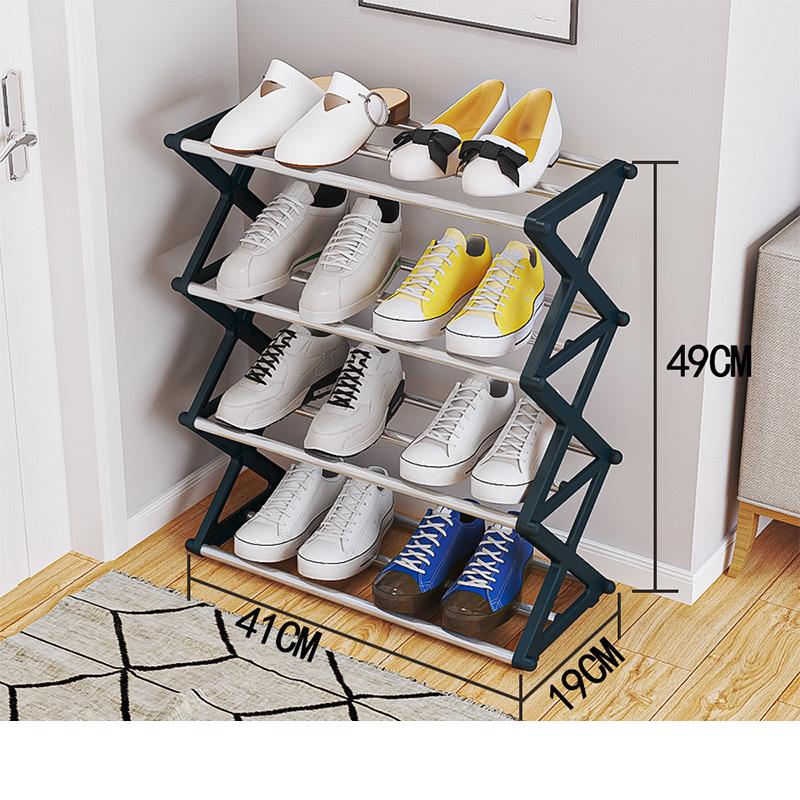 4 Layer Simple Shoe Rack, Shoe Shelf Organizer, Stackable Space Saving, Living Room Bedroom Universal Storage, Easy Assembly, 5 Colors, 2 Styles, Shoe Rack Organizer