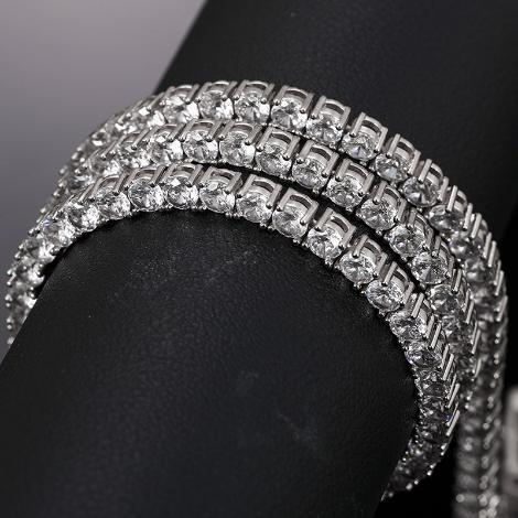 【#N11  live2】3mm Three Prong Inlaid Shiny Synthetic Moissanite Tennis Chain 925 Sterling Silver Necklace Unisex Hip Hop Rap Trend Gift Party