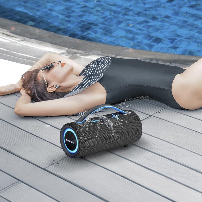 Lewinner Bluetooth Wireless Speaker, Listen to 150 Songs Continuously Without Stopping, TWS Pairing | 60W Dual Speakers | IPX5 Waterproof | Portable | Bass-Free Stereo Audio | RGB Lights | Outdoor | Christmas Gift | Smartphone Connectivity