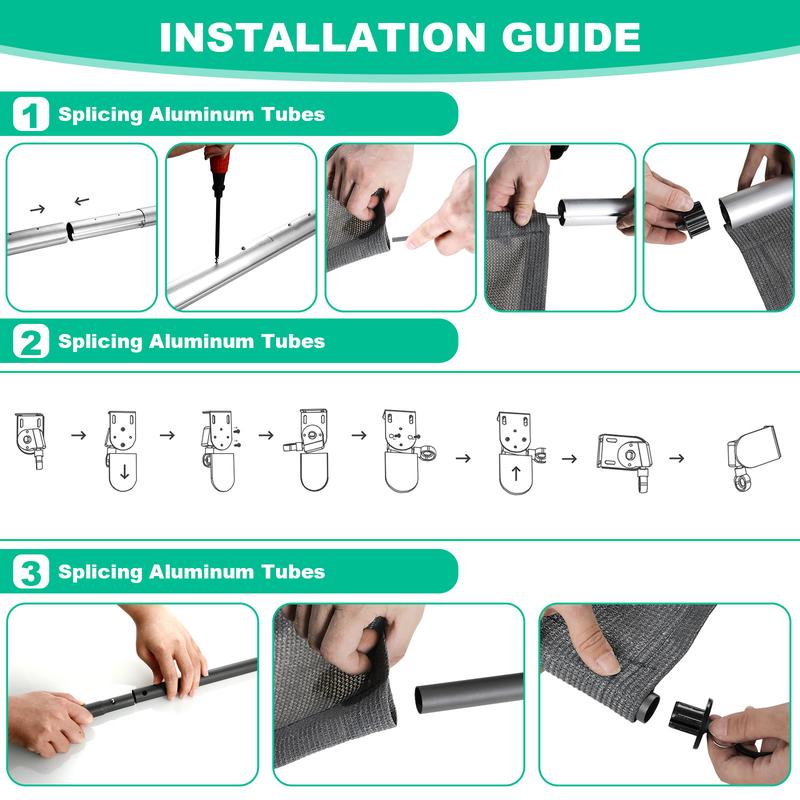 1pc Outdoor Roller Shade - HDPE Shade Cloth for Patio Pergola with Aluminum Tube and Cordless Wand Crank Operation - Perfect Sun Shade for Patio, Porch, and Garden