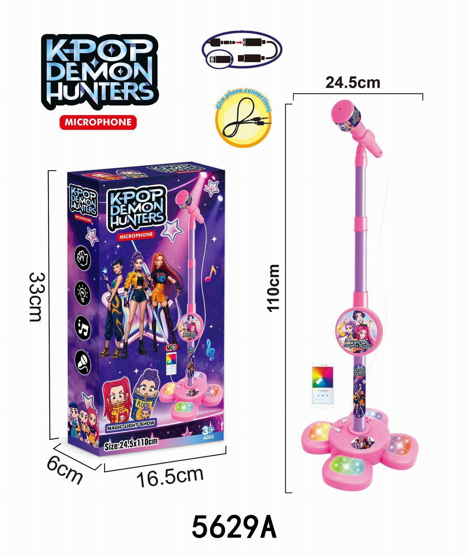 New K-Pop Music Microphone Toy with LED Light, Play Music and Sing Along, Perfect Halloween and Christmas Gift for Kids