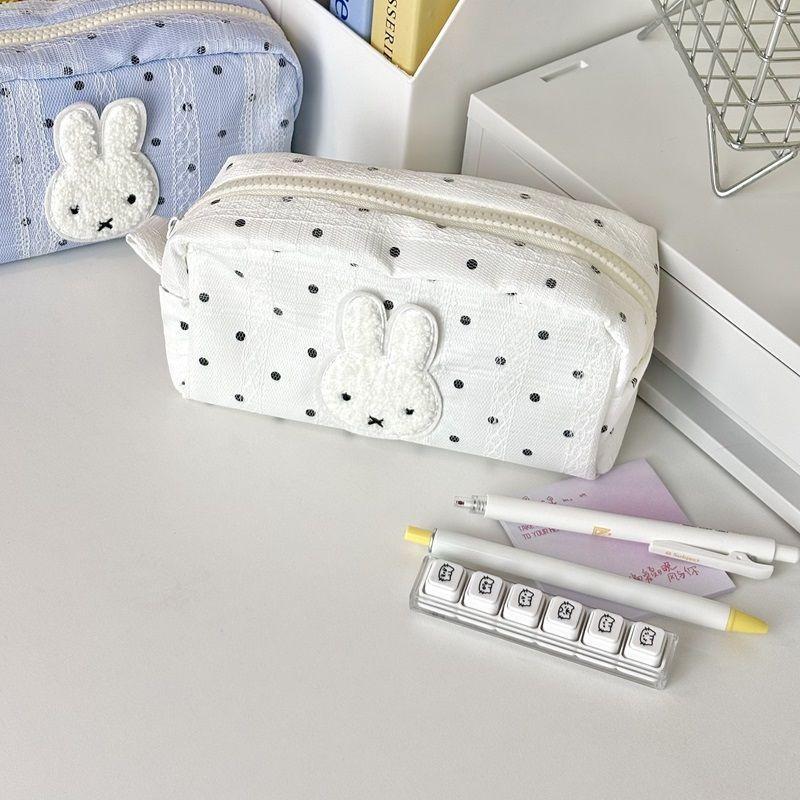 Miffy Portable Pencil Case Kawaii Cute Romantic Peripheral Large Capacity Simple Zipper Design Stationery Storage Bag Gift