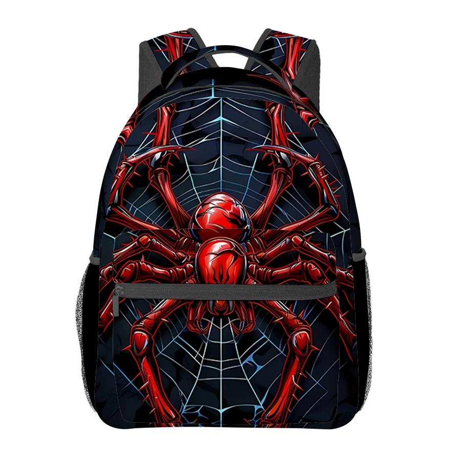 Red spider pattern full print backpack