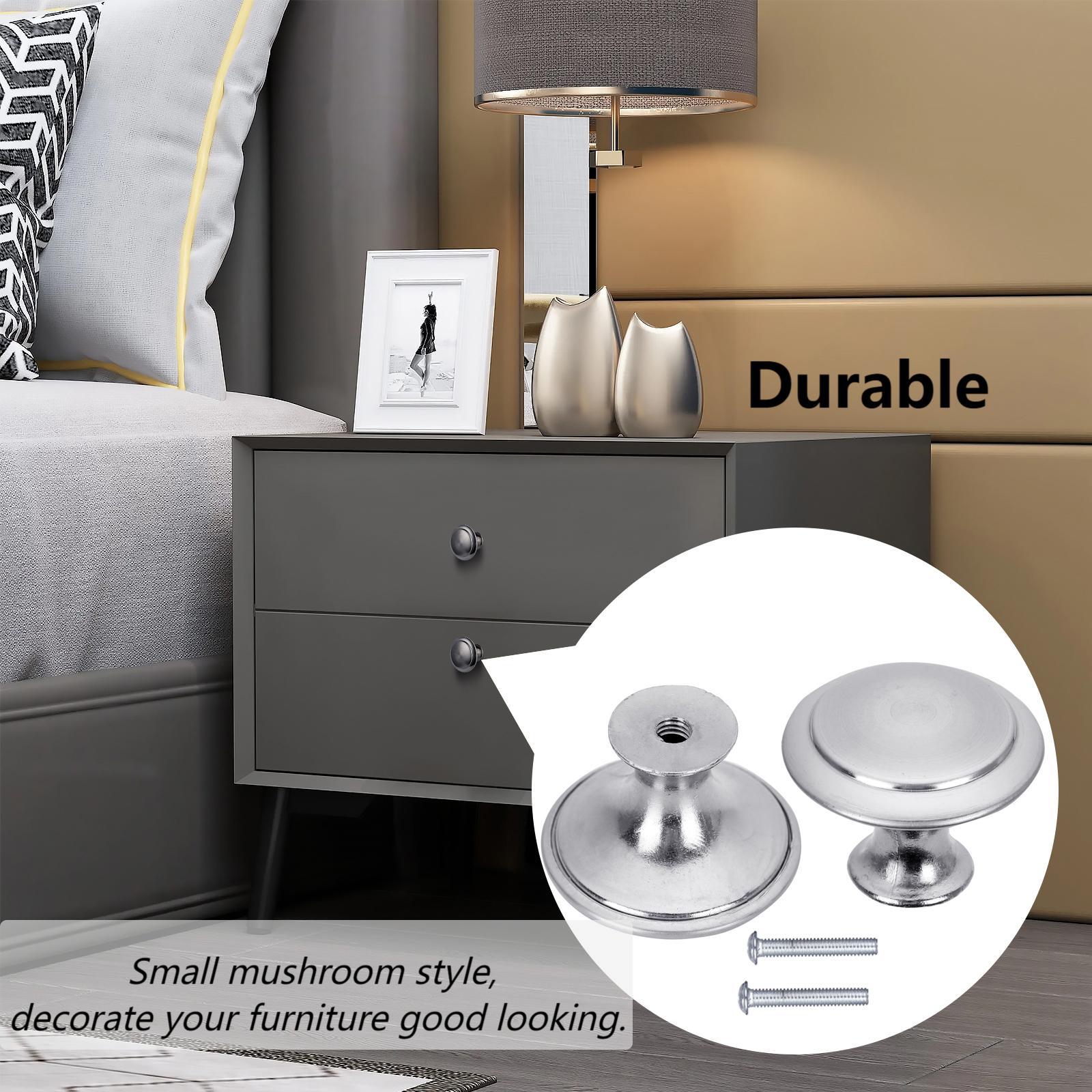 10Pcs 27mm Drawer Hardware Silver stainless steels Drawer Pulls Knobs Modern Single Hole Mushroom Drawer Handle Pulls for Dresser Drawers