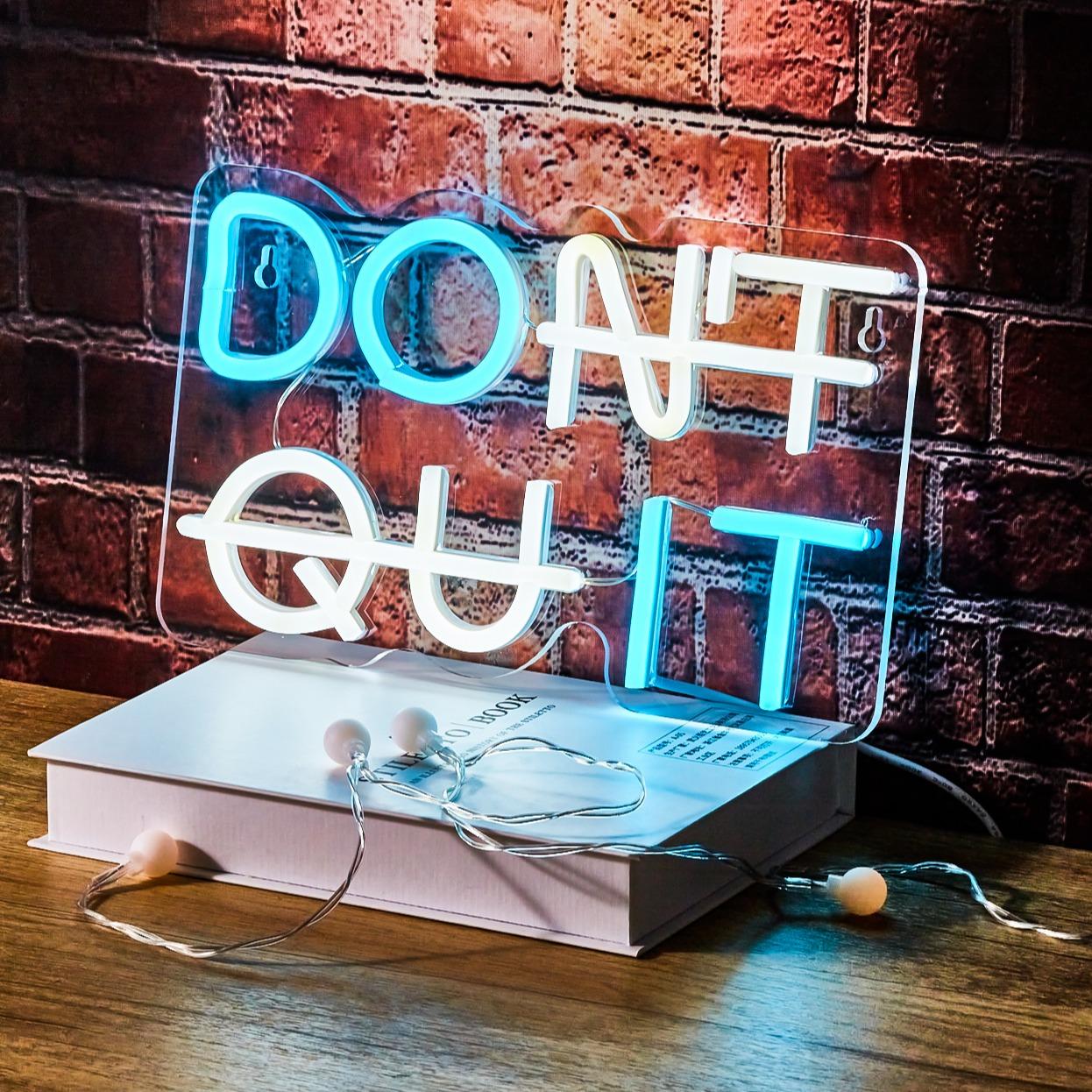 Don't Quit Slogan Design Neon Light, 1 Count USB Powered LED Neon Sign, Decorative Light For Home, Party & Shop Decor, Led Neon Lights
