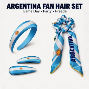 Newest  Fan Cheer Hair Accessories Set, Flag Hair Accessories 4Pcs Set – Patriotic Headband, Hair Clips & Streamer Scrunchie| Fan Gear