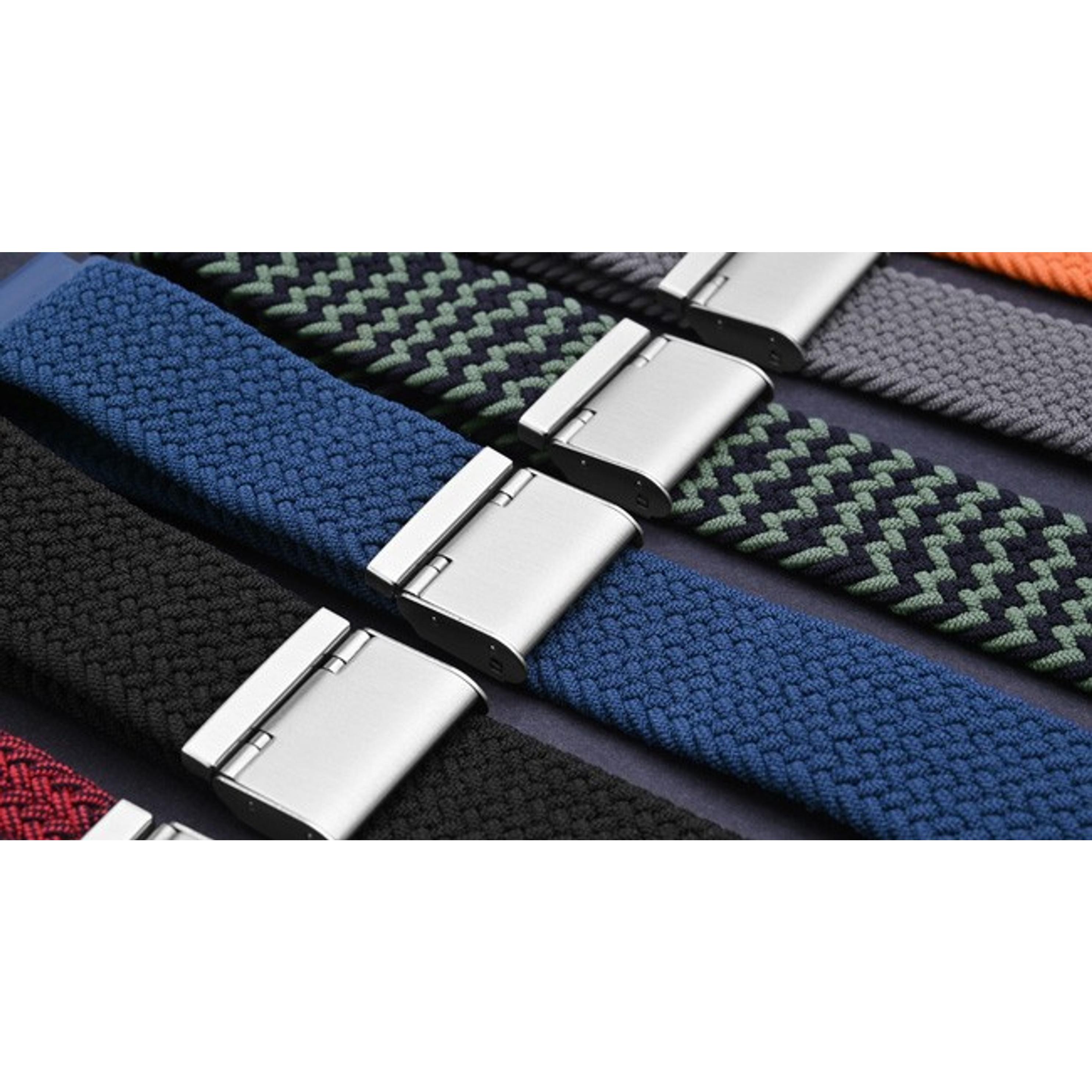 22mm Braided Nylon Watch Band for Men & Women, Quick Release, Black Stainless Steel Buckle - BlackGift