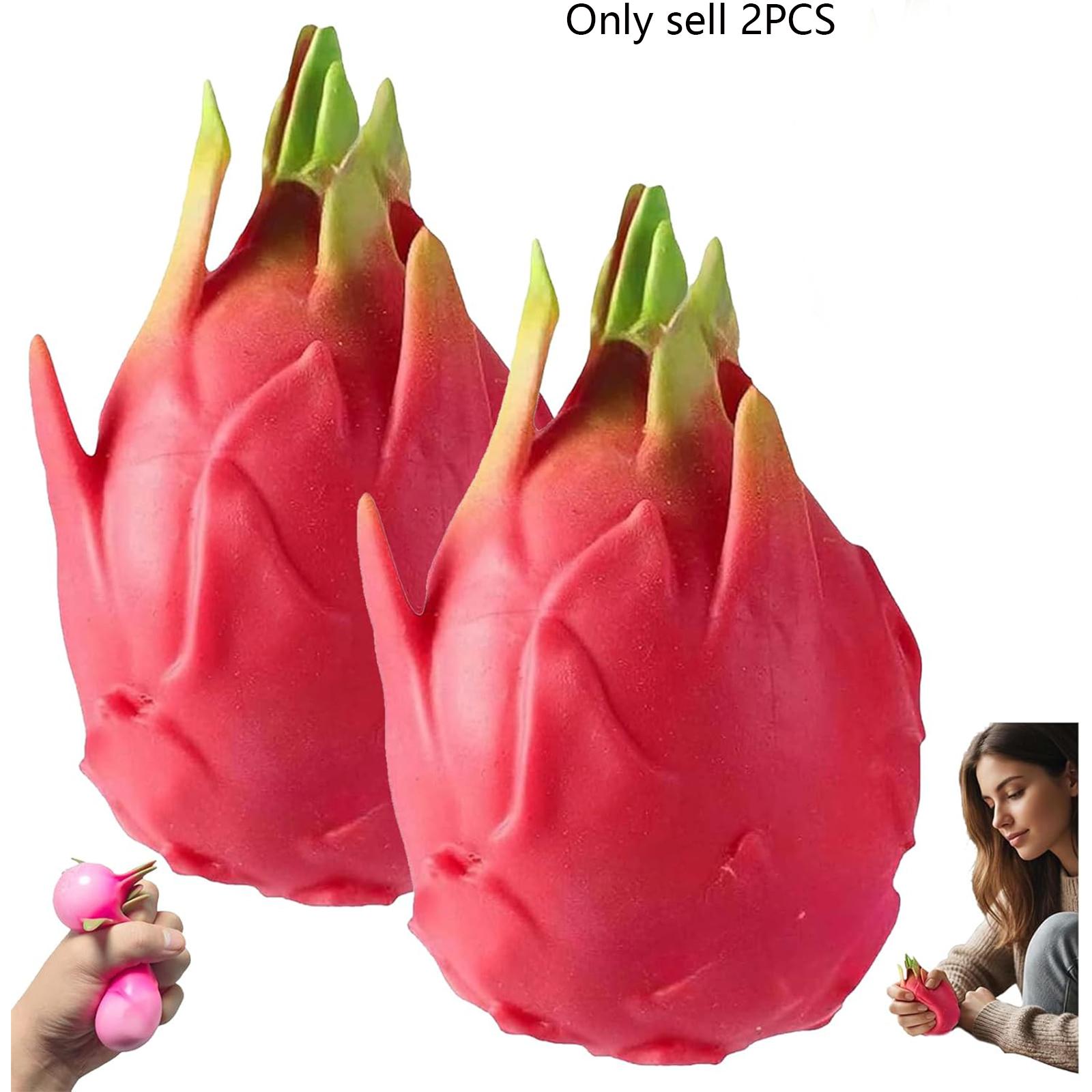 2PCS Cute Strawberry Squeeze Toys, Dragon Fruit Squishy, Strawberry Squishy, Rebounding Sensory, Upgrade Fruit Squishies, Realistic Strawberry Stress Ball, Stress Relief for Office Workers、Anxiety Relief、Focus Improvement、Desktop Decoration