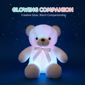 Light-up Teddy Bear with Bow Tie, LED Colorful Glowing Plush Toy, Creative Luminous Doll Gift