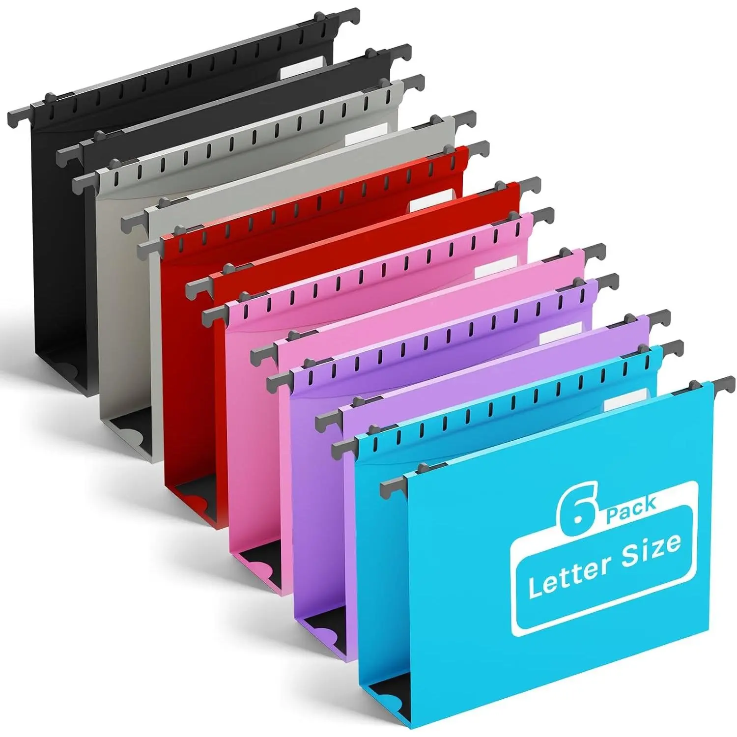 Hanging File Folder Letter Size Extra Capacity,Heavy Duty 2" Expansion Plastic File Folders Hanging with Tabs,6 Pack Reinforced Hanging File Organizer,File Cabinet Folders for Office Bulk Files