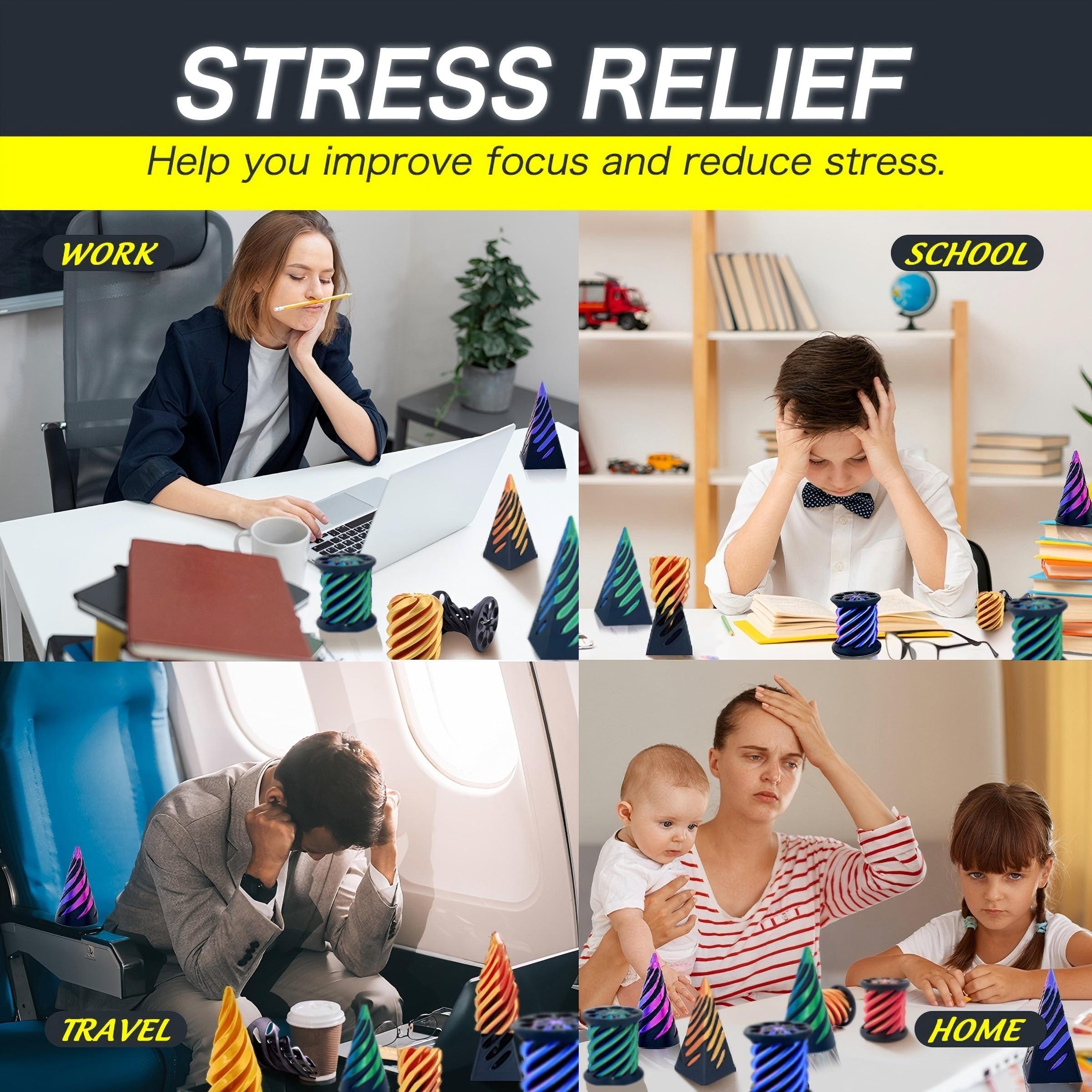 3Pcs Impossible Cone Fidget Toys, 3D Printed Spiral Cone Passthrough Sculpture, Mini Stress Relief Desk Decor, Sensory Anxiety Relief Toy for Adults, Cool Novelty Gift