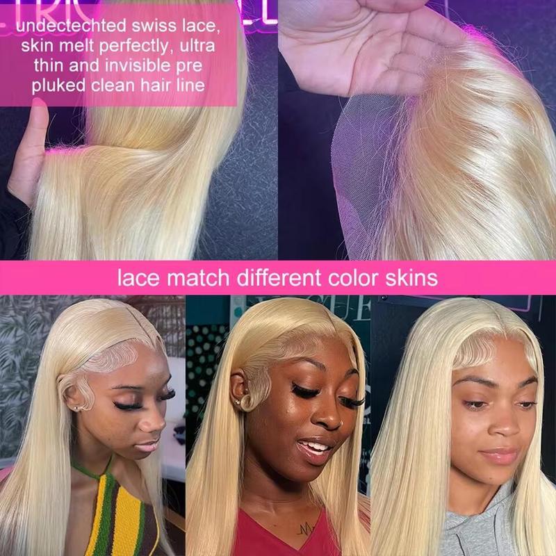Tahikie 30 Inch 613 Blonde Human Hair Lace Front Wig 13x6 HD Transparent Swiss Lace Pre-Plucked Natural Hairline Straight 200% Density Medium Size