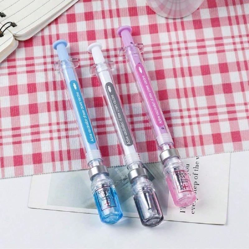 Creative Syringe Shaped Gel Pen, 1/3 Counts Portable 0.5mm Multi-purpose Writing Pen, Modern Funny Writing Pen, Unique Pens for Students Office Workers, Funny Teacher Pens, Writing Markers Supplies, Office Stationery & Supplies
