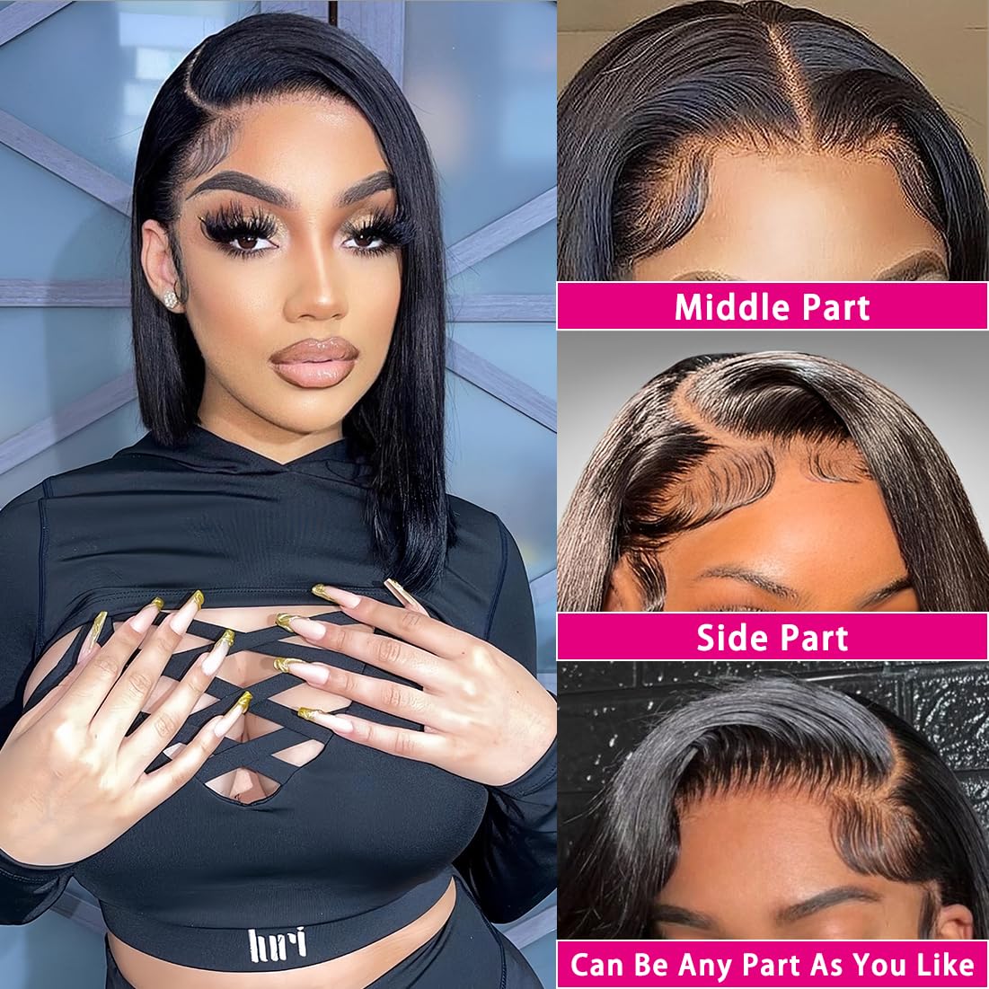 Lalula 10 Inch Bob Wig Human Hair 13x4 HD Lace Front Wigs Human Hair Pre Plucked Short Bob Wig Lace Frontal Wigs for Black Women 180% Density Straight Human Hair Wig Natural Color