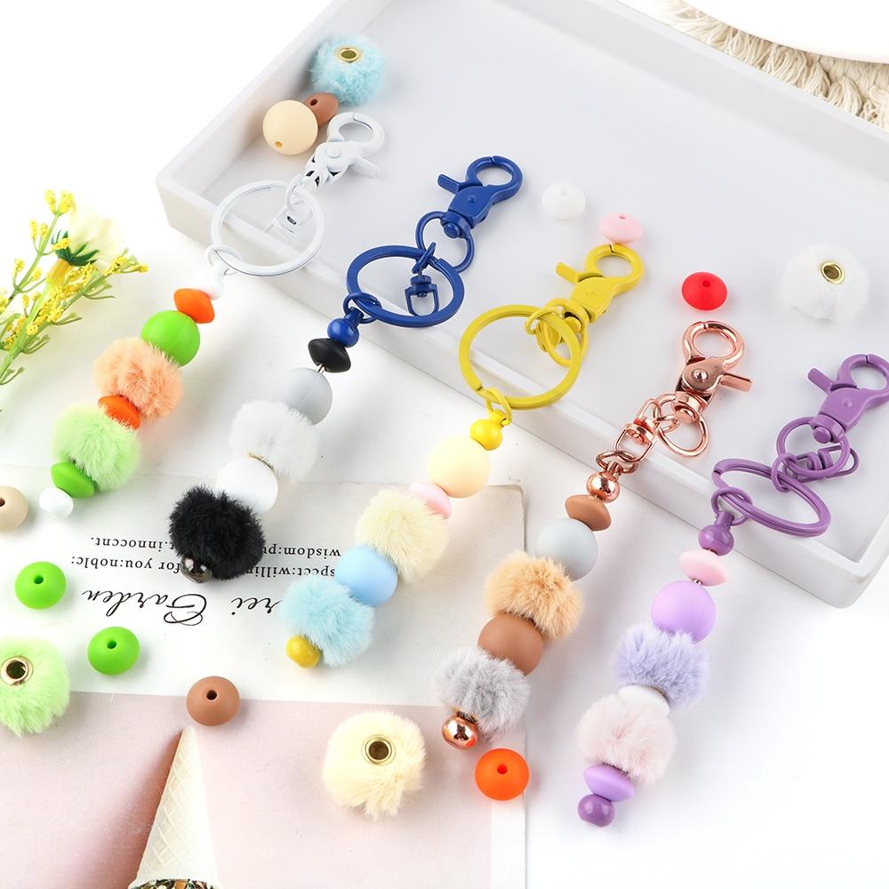 Mixed Color Plush Ball Beads Set, 57pcs/box Round Beads, DIY Jewelry Making Supplies for Necklace Earrings Bracelet Making, Jewelry Making Kit, Handmade Crafts, Jewelry Making Tools, Diy Jewelry Decoration