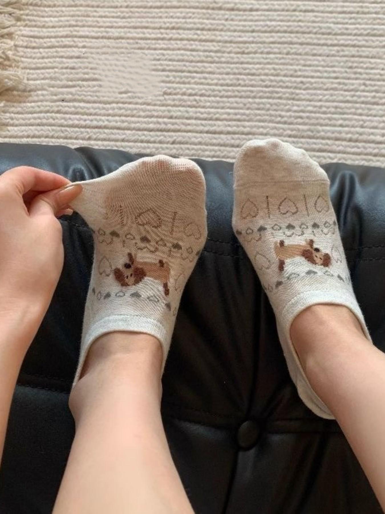 Women's 6 Pairs Invisible Socks, Cute Cartoon Animal Patterns, Daily Wear, Comfortable Fashion Design, Perfect Gift Choice