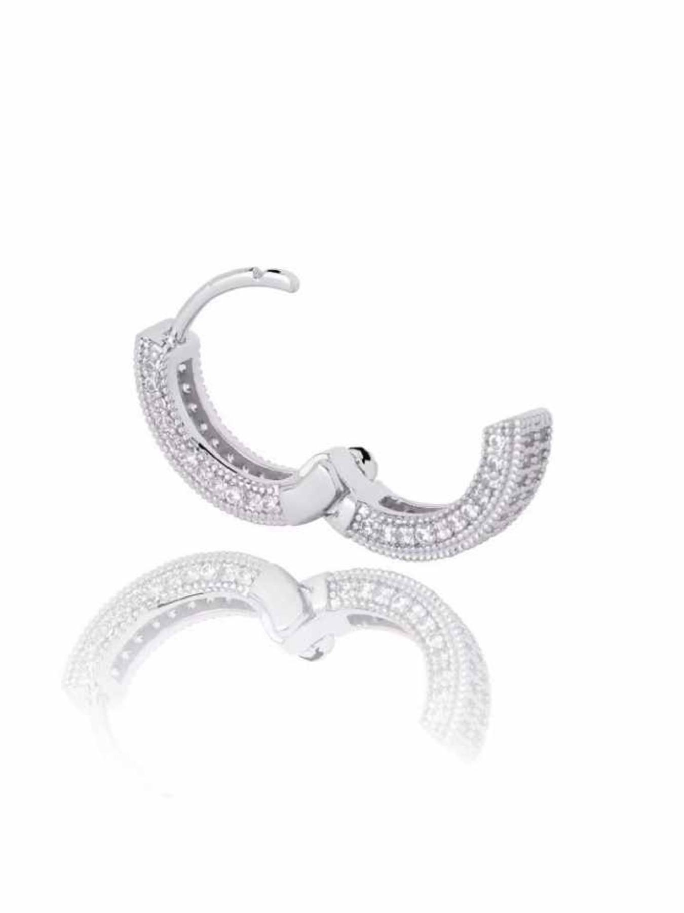 Huggie Hoop Earrings for Women, Full Pave Zircon, 14K Gold Plated & Silver Tone, Daily Party Jewelry, Mother’s Day Holiday Gift