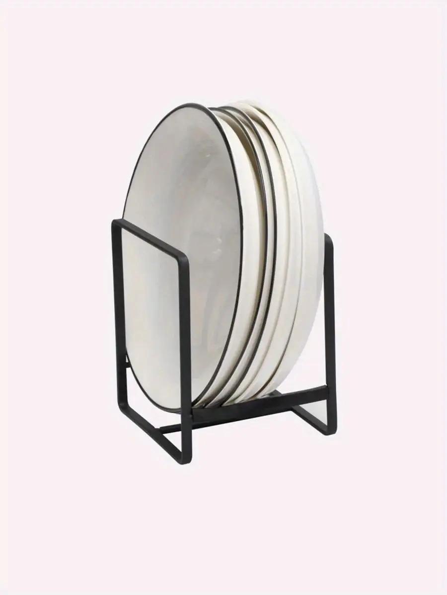 [2pcs Dish Rack] Space-Saving Vertical Plate Holder for Plates, Cutting Boards, and Pot Lids, Perfect for Small Kitchens, Dish Drying Rack for Kitchen Counter, Countertop Organizer, Modern Kitchenware, Sturdy Metal Frame