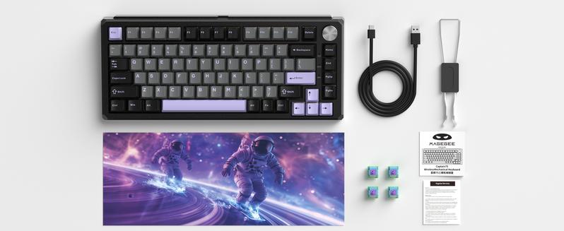 MageGee Captain75 Wireless Mechanical Keyboard, 75% Hot Swappable Creamy Gaming Keyboard with Knob, CNC Aluminium Case, 5-Layer Sound Dampening, RGB Backlit, BT/2.4G/USB-C for Win/Mac (Ice Sea Blue)