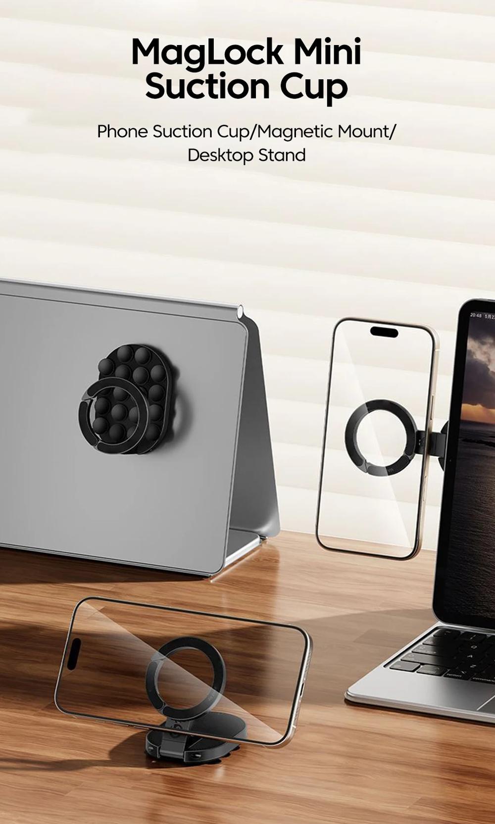 Three-in-One Magnetic Phone Stand, Multi-functional Foldable Portable Magnetic Adhesive Stand, Phone Desktop Wall Mount Stand, Finger Ring Magnetic Adhesive Stand, Foldable Rotating Three-in-One Multi-functional Phone Stand