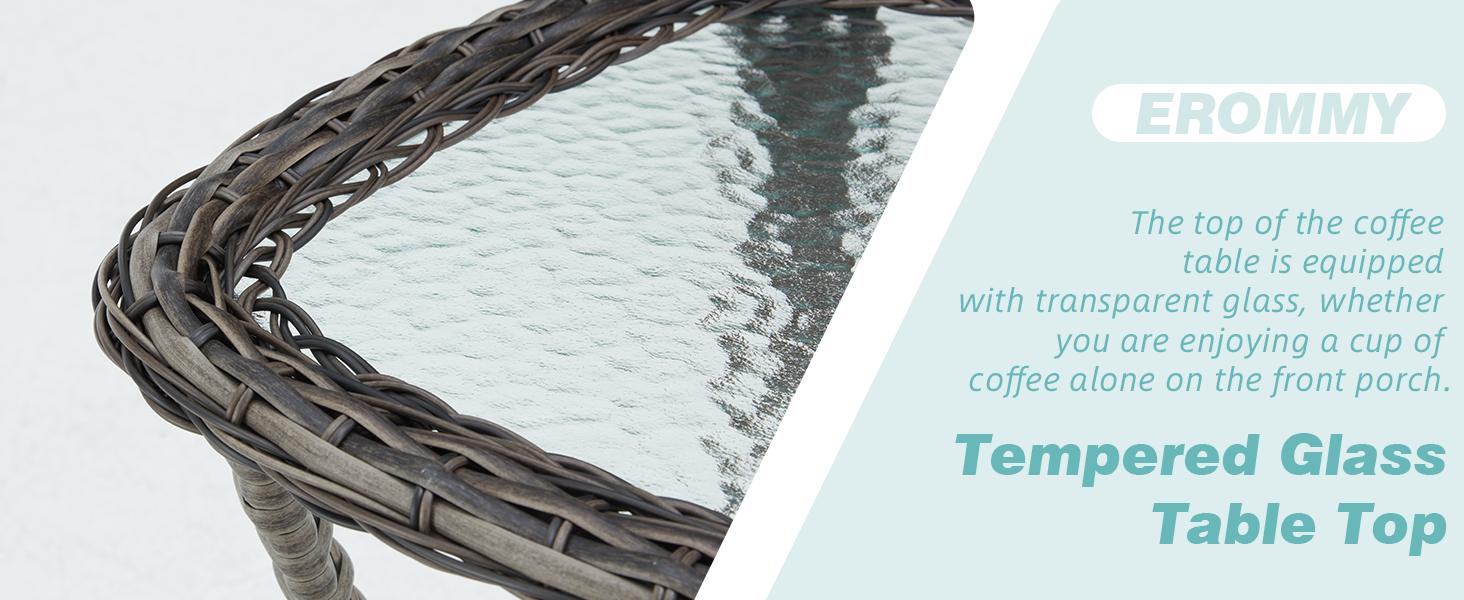 EROMMY 3 Pieces Outdoor Swivel Rocker Patio Chairs, 360 Degree Rocking Patio Conversation Set with Thickened Cushions and Glass Coffee Table for Backyard wicker furniture EROMMY 3 Pieces Outdoor Swivel Rocker Patio Chairs, 360 Degree Rocking Patio Conversation Set with Thickened Cushions and Glass Coffee Table for Backyard wicker furniture