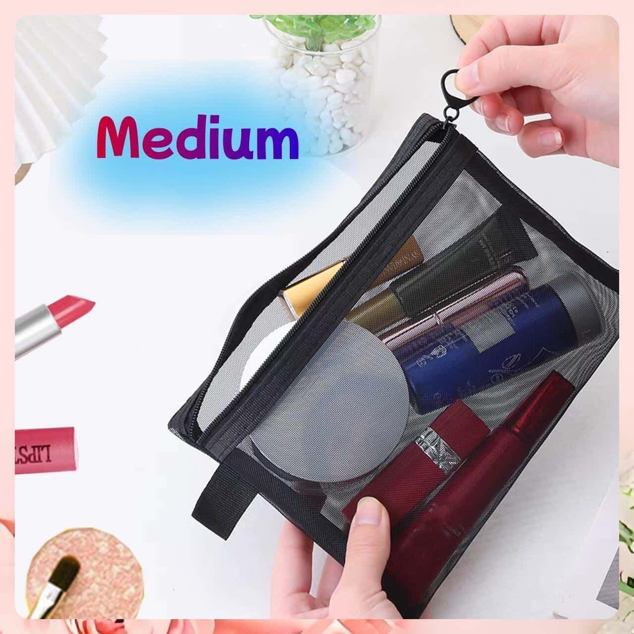 Travel Makeup Bag Organizer, Transparent Mesh Large Capacity Lipstick Holder, Portable Simple Bathroom Kit Storage Bag