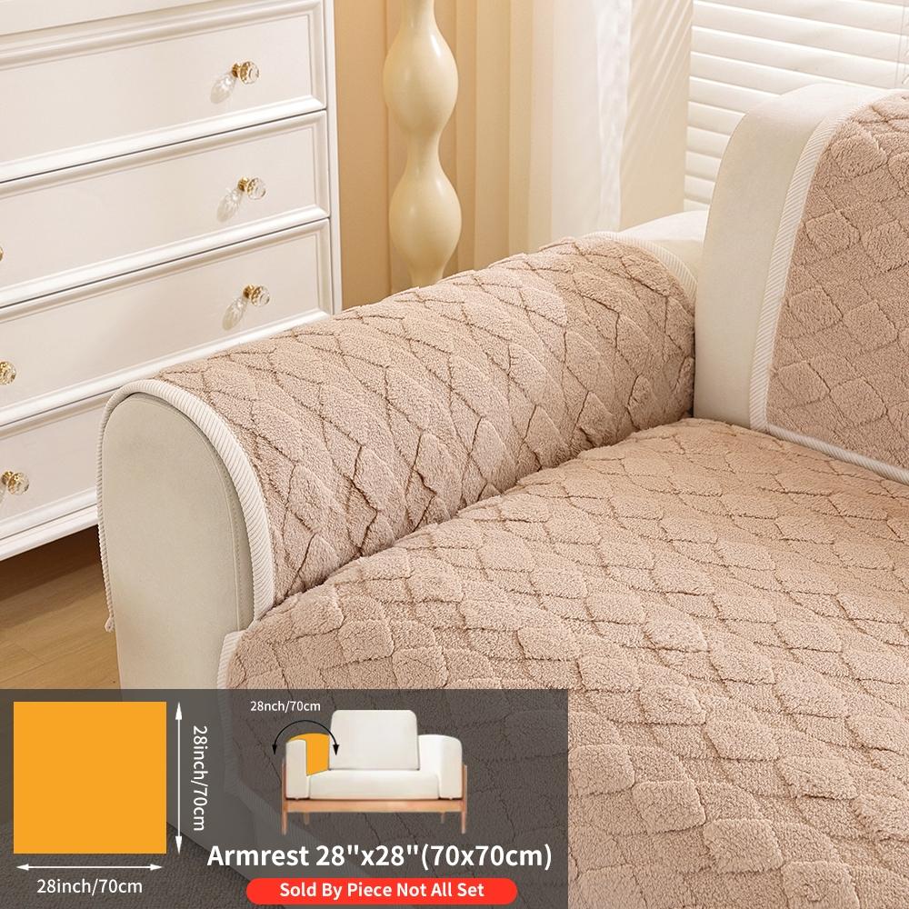 Geometric Velvet Sofa Cushion, Anti-Slip Sofa Cover, Washable Sofa Protector, Soft Sofa Protector, Durable Pet-Friendly Furniture Pad, Decorative Sofa Pillow