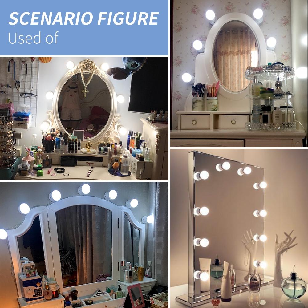 LED Vanity Light, USB Rechargeable Touch Switch Hollywood Style Makeup Mirror Light, Dimmable Makeup Mirror Light for Home Bathroom Washroom