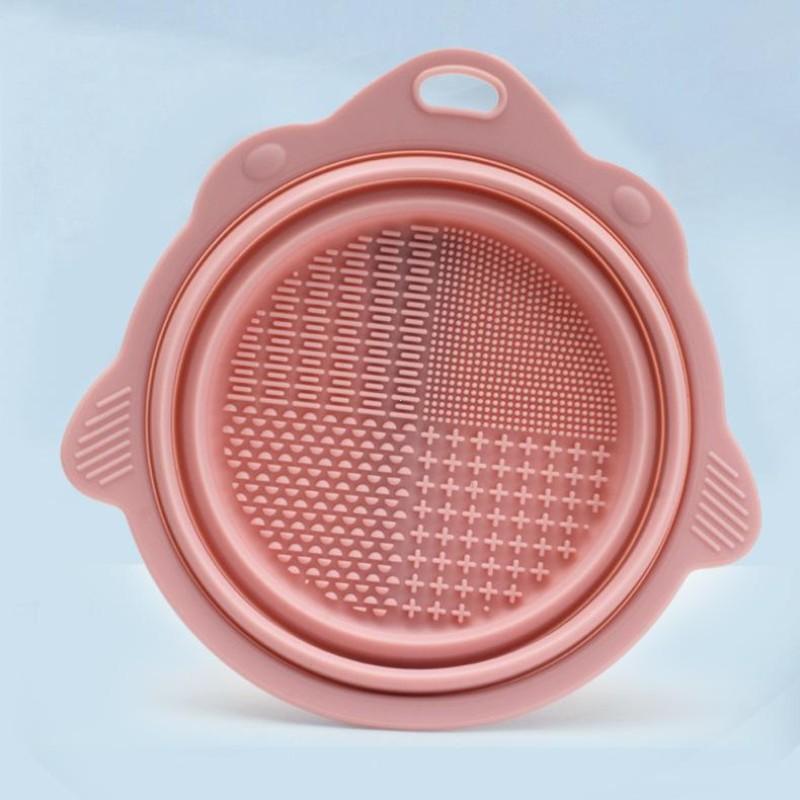 Makeup Brush and Beauty Sponge Cleaning Bowl, Stainless Steel Frame, Plastic Material, Includes Cleaner Liquid, One-Stop Solution