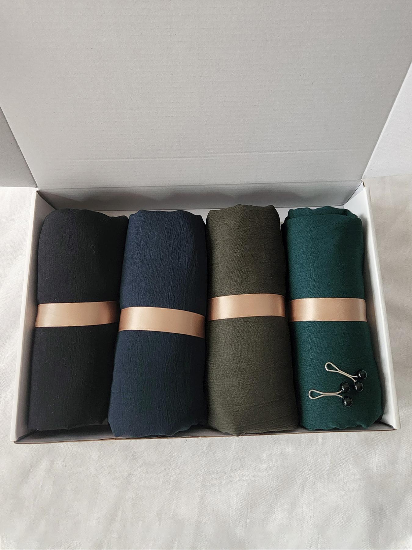 Women's Plain Jersey Head Scarf Set, Breathable & Comfortable Design, Suitable for All Occasions, Includes 2 Scarf Clips, Modest Style