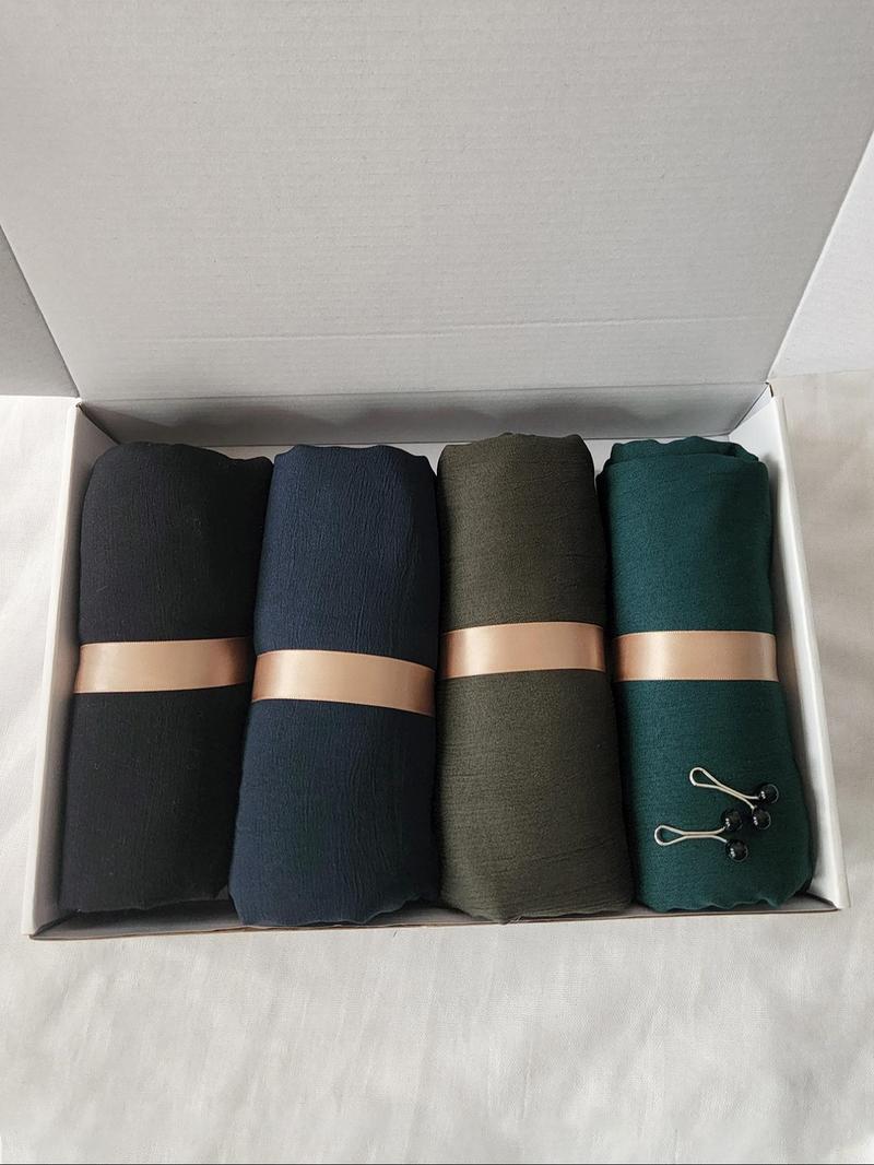 Women's Plain Jersey Head Scarf Set, Breathable & Comfortable Design, Suitable for All Occasions, Includes 2 Scarf Clips, Modest Style
